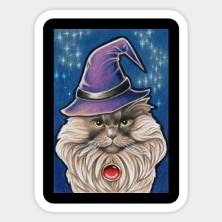 Grouchy Wizard Cat Sticker